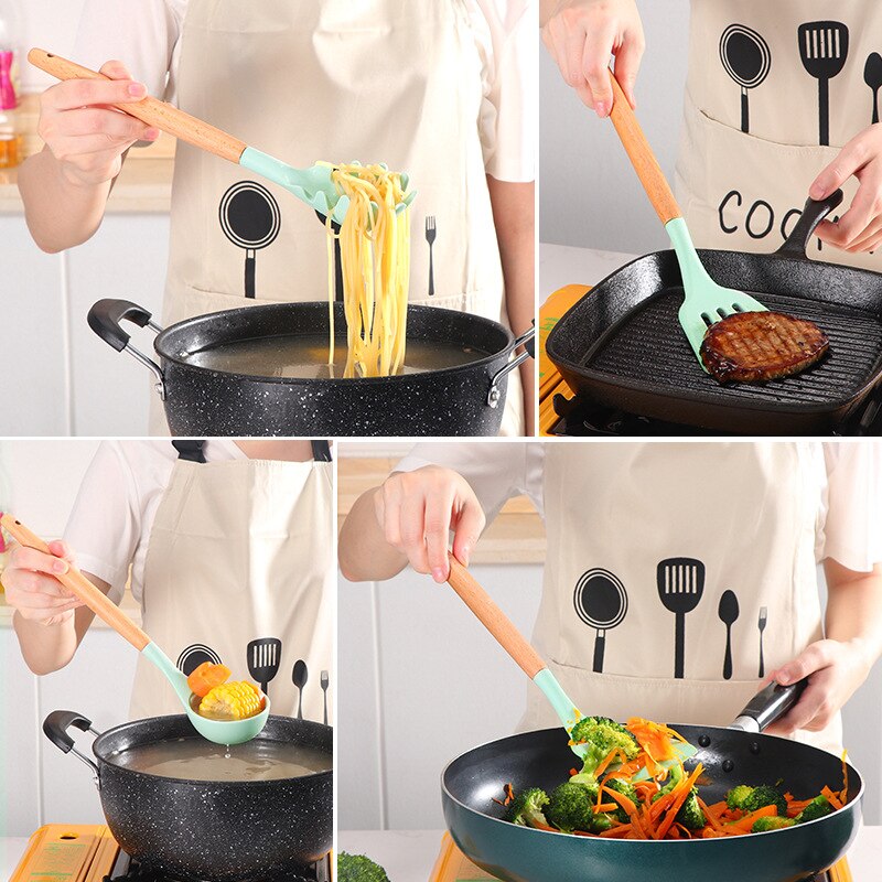 12-Piece Silicone + Wood Utensils Set