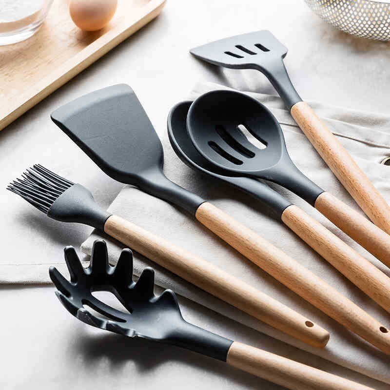 12-Piece Silicone + Wood Utensils Set