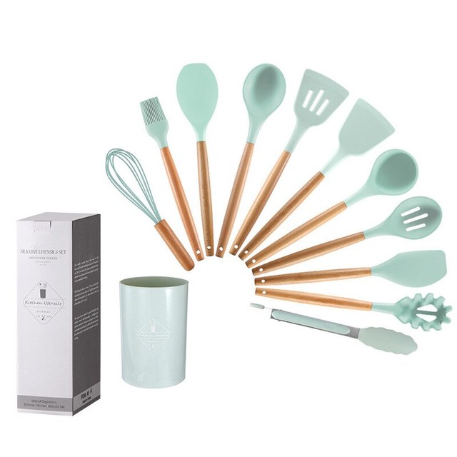 12-Piece Silicone + Wood Utensils Set