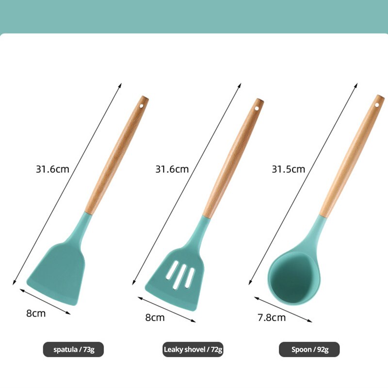 12-Piece Silicone + Wood Utensils Set