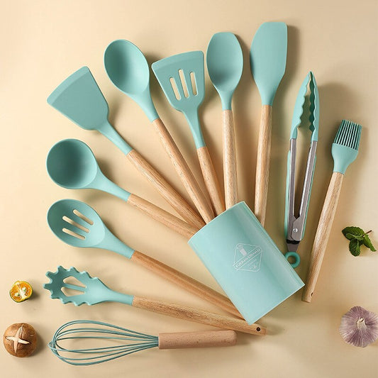 12-Piece Silicone + Wood Utensils Set