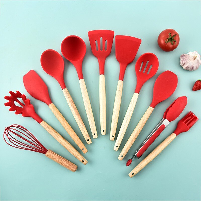 12-Piece Silicone + Wood Utensils Set